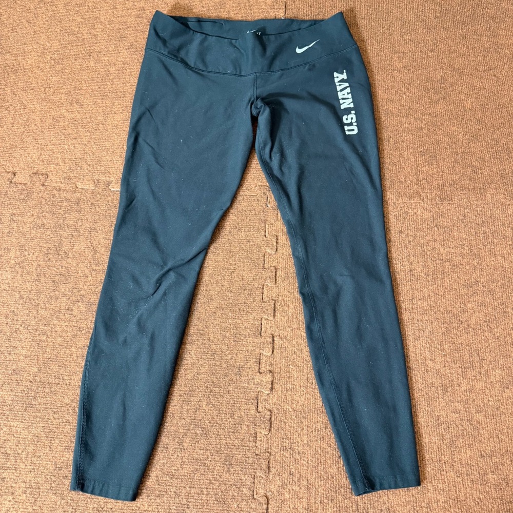 Nike Dri-FIT Womens US Navy Performance Leggings Black Training Tights Size L